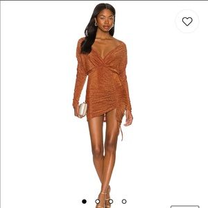 Genia Off Shoulder Dress in Mocha